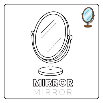Mirror Cute House Items Coloring Pages for Kids
