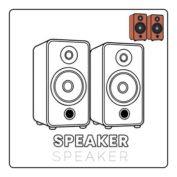 Speaker Cute House Items Coloring Pages for Kids