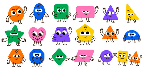 Obraz premium Colorful monster geometric figure face character set