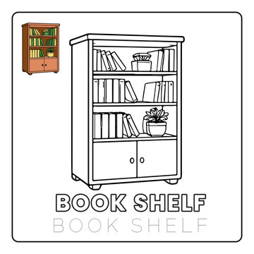 Book Shelf House Items Coloring Pages for Kids