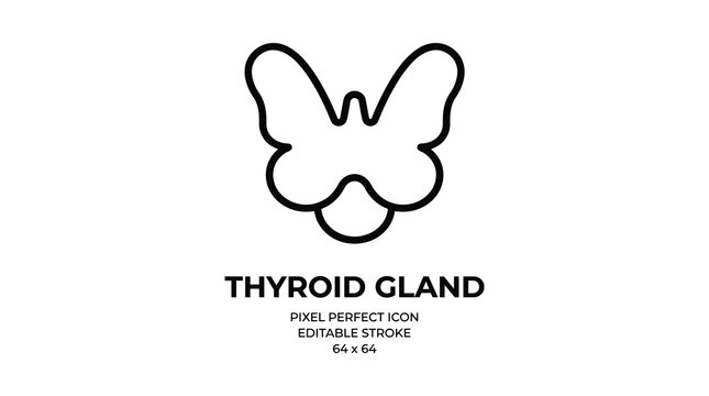 A simple line art illustration of a thyroid gland, a medical icon in a vector format.