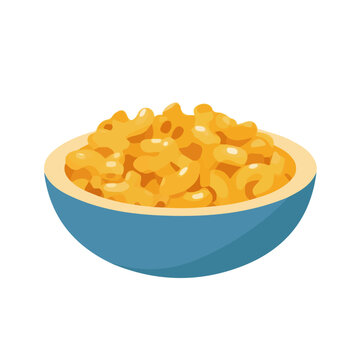 Mac And Cheese, simple flat 2D artwork with minimal details, isolated on a white background.