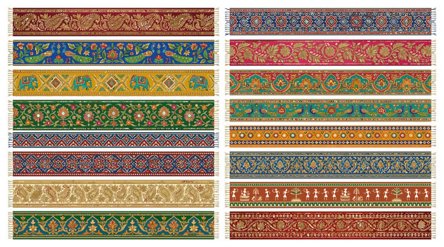 Traditional Indian Borders and Decorative Ethnic Patterns