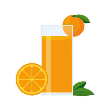 Orange Juice, modern flat 2D illustration with clean simple shapes, isolated on a white background.