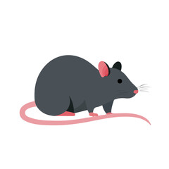Fototapeta premium Flat 2D illustration of Rat, clean vector illustration style, isolated on a white background.