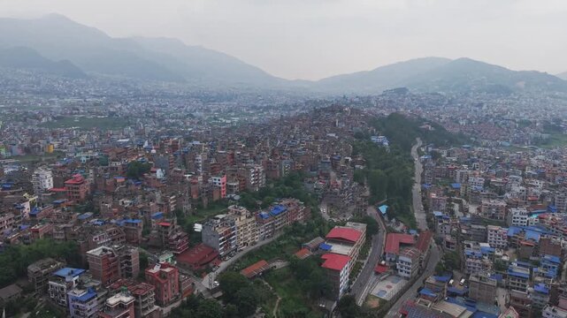 Drone footage of the historic Newari town of Kirtipur, highlighting centuries-old architecture and cultural heritage.