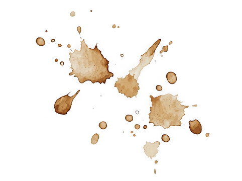 Brown coffee stains and messy splashes on a flat surface