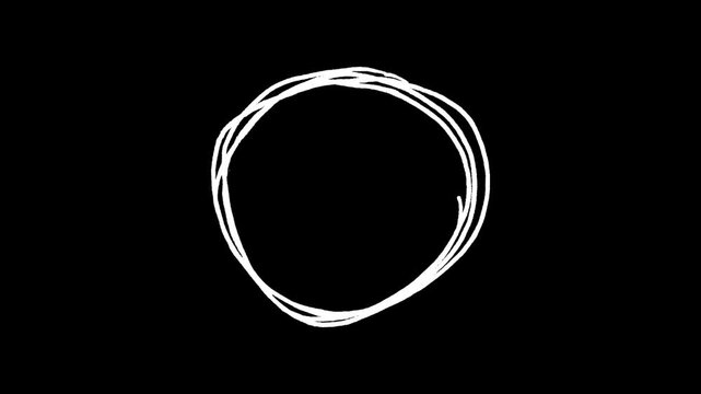 White, hand, drawn, circle, animation, sketchy, scribble, highlight, on, black, background, artistic, doodle, motion, graphic, creative, design, element, for, titles, isolated, high, quality.
