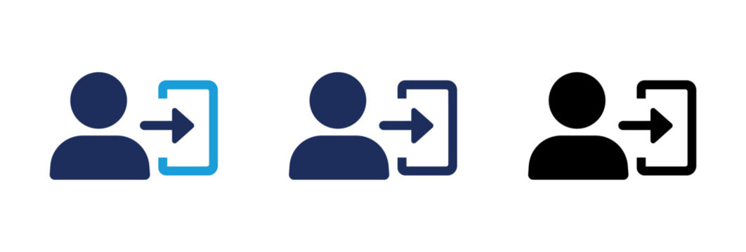 User login and logout icon set for web and mobile application interface design.