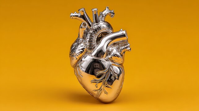 Golden Anatomical Heart Sculpture / 金色のアナトミカルハート（解剖学的心臓）の彫刻