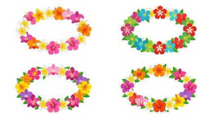 Four colorful tropical flower wreaths on a white background © herman