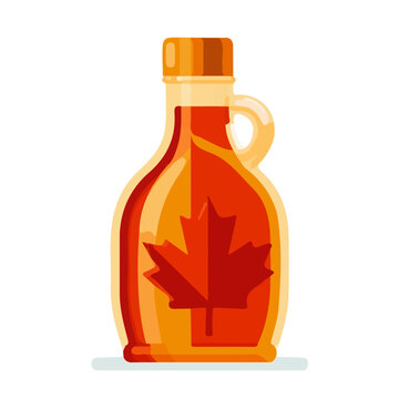Flat 2D illustration of Maple Syrup, clean vector illustration style, isolated on a white background.