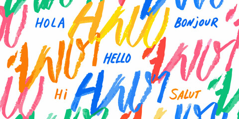 Colorful Hand written Greetings Vector Illustration With Multilingual Phrases © Huraya