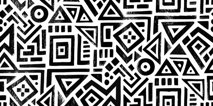 Geometric pattern in black and white abstract repeating shapes