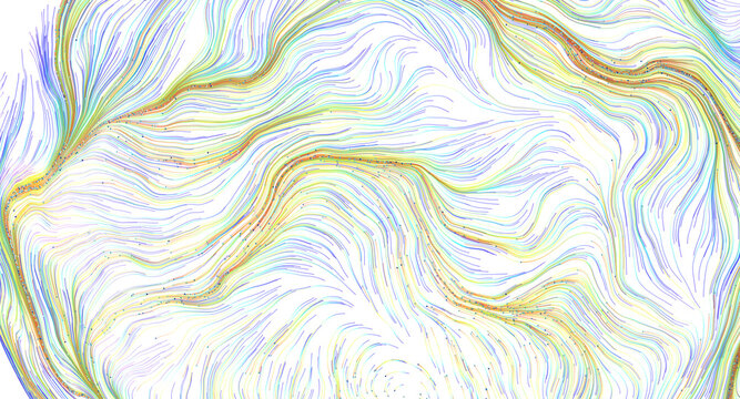 Abstract colorful wavy lines forming patterns, fluid motion background, vibrant digital art.