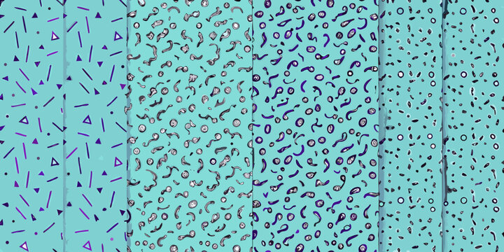 Memphis design pattern with geometric shapes and abstract forms vector illustration
