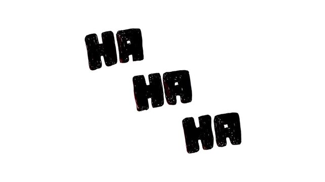 Hand drawn HAHA laughter text animation, black sketchy doodle on white background, humor comedy concept, funny reaction motion graphic, creative comic style, 4k.
