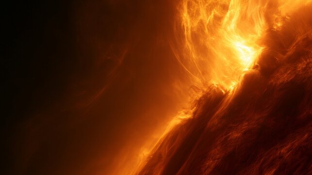 sun solar star space plasma flare coronal ejection energy nebula - detailed 3D illustration of erupting solar surface, plasmon flares, coronal mass ejections, and glowing energetic phenomena in cosmos