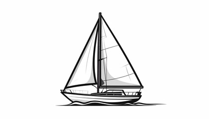 Sailing yacht boat with sails. © ikhsan
