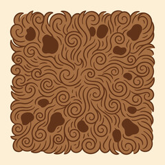 A square illustration of brown curly fur with dark spots © iyan