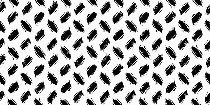 Black ink dot pattern on white background abstract brushstroke texture