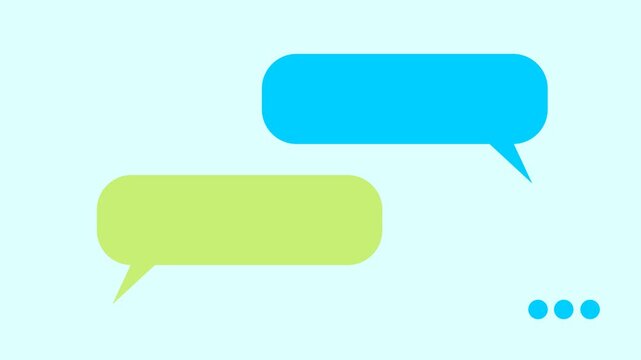 Animated, chat, speech, bubbles, blue, and, green, message, bubbles, with, typing, indicator, dots, digital, communication, concept, motion, graphic, social, media, interface, element, web, app.
