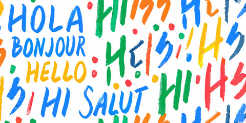 Multilingual Greetings Vector Illustration With Colorful Brushstroke Typography © Rohan