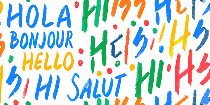 Multilingual Greetings Vector Illustration With Colorful Brushstroke Typography