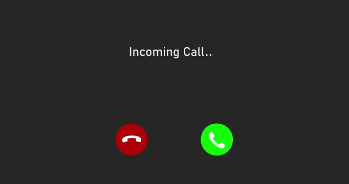 Incoming call ring icon on a black background animation. Phone call incoming call phone icon you accept and decline option for red to green button smartphone