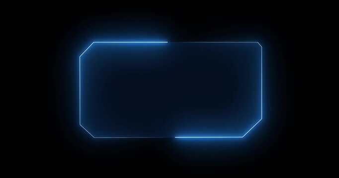 HUD, UI, GUI interface screen animation. High tech screen for video game neon hologram screen. glowing technology sci fi frame on black background