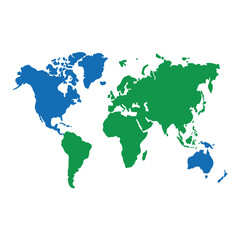 Fototapeta premium A simple world map illustration in blue and green colors