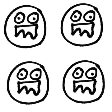  Funny Meme Face Doodle Pattern - Black Line Art on White Background