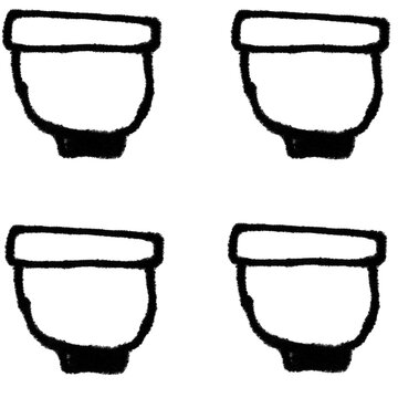 Empty Flower Pots Doodle Pattern - Black Line Art on White Background