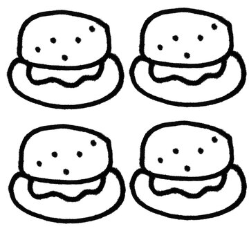  Hand Drawn Hamburger Burger Doodle Pattern &ndash; Fast Food Cute Vector