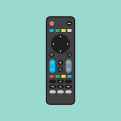 A flat vector illustration of a modern television remote © lintah