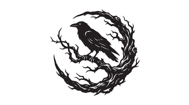 Eagle Emblem with Tribal Linework and Clawed Wings for Tattoo Style Logo and Gaming Identity Design Concept