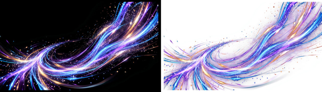 Colorful, swirling, neon light trails, abstract background elements, motion graphics assets