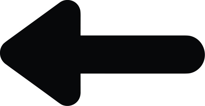 Clean black arrow icon pointing left for user interface back navigation
