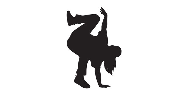 Female Breakdancer Silhouette B-Girl Street Dance Action Graphic