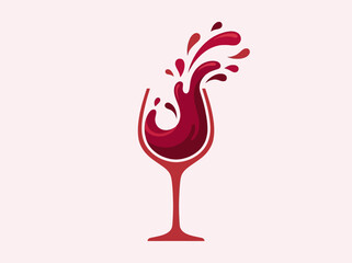 Fototapeta premium Red wine splashing out of a glass on a pink background