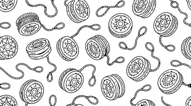Intricate black and white yo yo pattern design.
