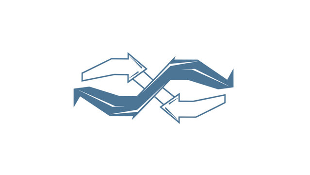 Abstract representation of interlocking arrows forming an infinity loop