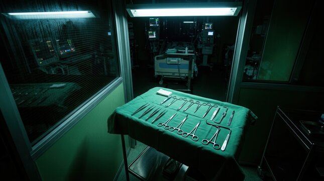 Surgical Instruments Laid Out Ready For Operation