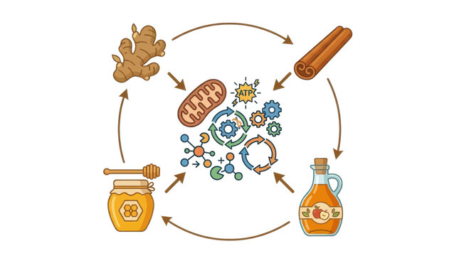 Natural ingredients cycle supporting cellular energy production and metabolism.