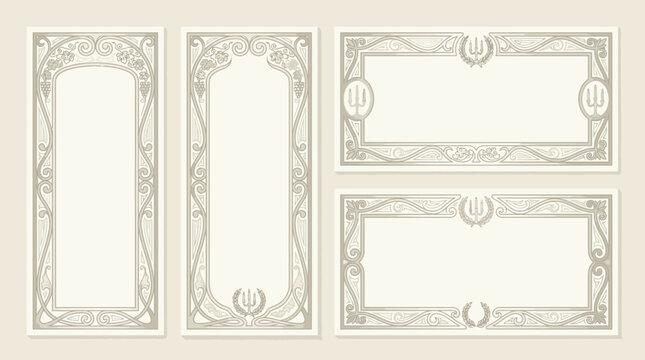 Ornate Decorative Frames and Borders Set - Vintage Art Nouveau Style
