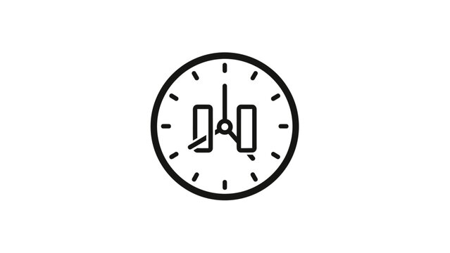 Circular icon with minimalist clock face, showing hands at four and two o'clock