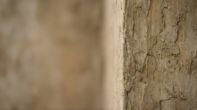 Rough beige concrete wall corner with soft focus blur for abstract background