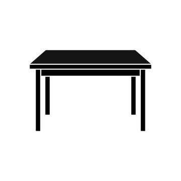 A simple black wooden table icon isolated on white background