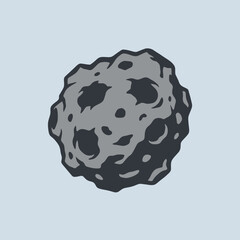 A gray asteroid with craters floats on a blue background © rcristi