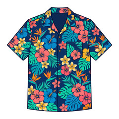A colorful tropical aloha shirt with floral patterns © rejeki
